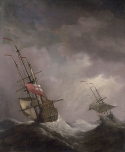 強風の中を走るイギリスの船